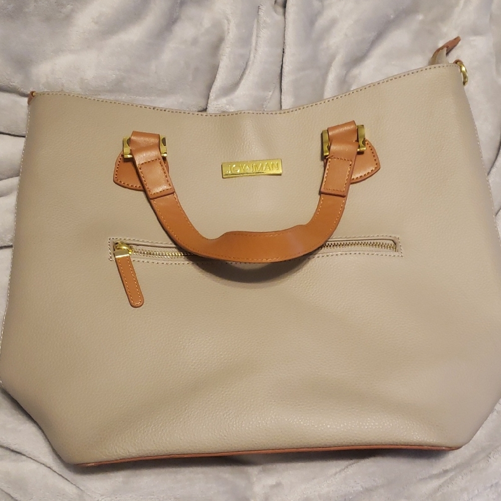 Joy & Iman Beige and Tan Tote Bag